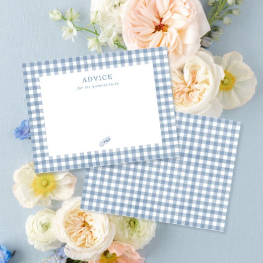 ブルーギンガムボーイ赤ちゃんシャワー親アドバイスカード アドバイスカード