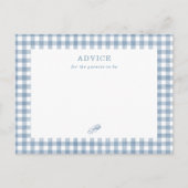 ブルーギンガムボーイ赤ちゃんシャワー親アドバイスカード アドバイスカード (正面)