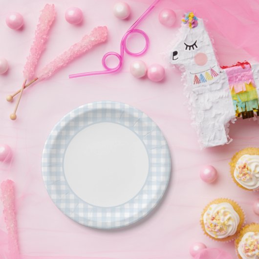 ブルーギンガムボーイ赤ちゃんシャワー ペーパープレート (パーティー)