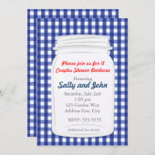 ブルーギンガムメイソンジャールカントリー素朴招待状 招待状 (正面/裏面)