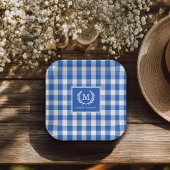 ブルーギンガムモノグラムクレストカスタム ペーパープレート