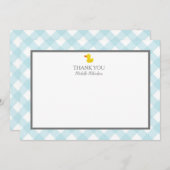 ブルーギンガムラバーダッキーベビーシャワー サンキューカード (正面/裏面)