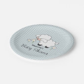 ブルーギンガムラム男の赤ちゃんシャワー ペーパープレート (アングル)