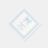 ブルーギンガムリボン男の赤ちゃんシャワー スタンダードカクテルナプキン (角)