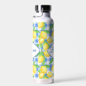 ブルーギンガムレモンネームピクニックスタイル ウォーターボトル (右面)