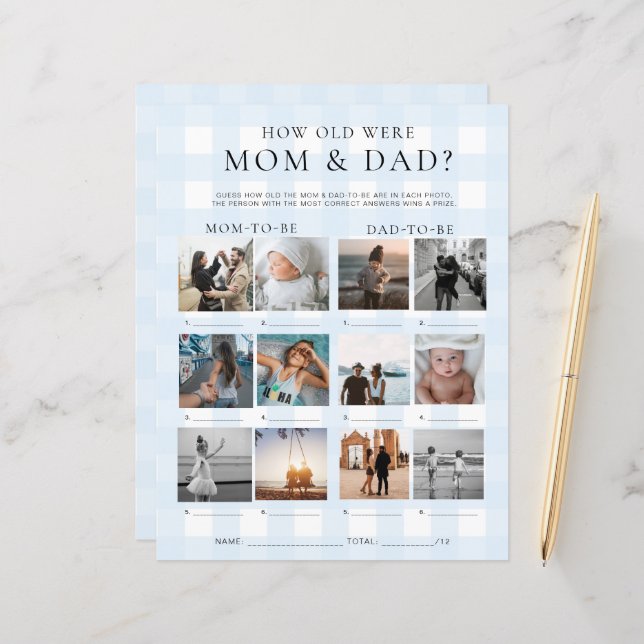 ブルーギンガム何歳のお母さんとパパ写真ゲーム (正面/裏面インサイチュ)