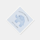 ブルーギンガム男の赤ちゃんゾウ赤ちゃんシャワー紙 スタンダードカクテルナプキン (角)