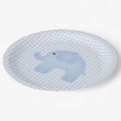 ブルーギンガム男の赤ちゃんゾウ赤ちゃんシャワー ペーパープレート (アングル)