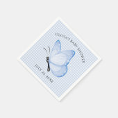 ブルーギンガム男の赤ちゃんバタフライベビーシャワー スタンダードカクテルナプキン (角)