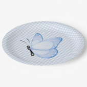 ブルーギンガム男の赤ちゃんバタフライベビーシャワー ペーパープレート (アングル)