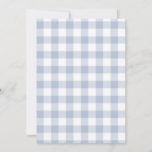 ブルーギンガム男の赤ちゃんファースト誕生日招待状 招待状 (裏面)