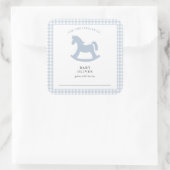 ブルーギンガム男の赤ちゃん蔵書票 スクエアシール (バッグ)