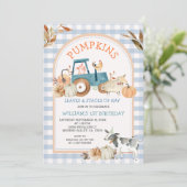 ブルーギンガム秋パンプキンファーム動物誕生日 招待状 (スタンド正面)