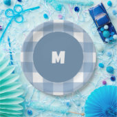 ブルーギンガム誕生日プレート ペーパープレート (パーティー)