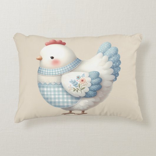 ブルーギンガム コテージの雌鳥 アクセントクッション (正面)