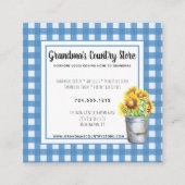 ブルーギンガム&サンフラワーズカントリー素朴ビジネス スクエア名刺 (正面)