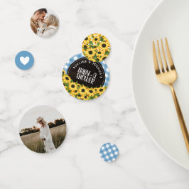 ブルーギンガム&サンフラワーズベビー- Qシャワー コンフェッティ