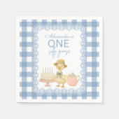 ブルーギンガム シリーガチョウ 1歳の誕生日 スタンダードカクテルナプキン (正面)
