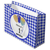 ブルーギンガム&ブルーグリッターパーティーバルーン ラージペーパーバッグ (正面アングル)