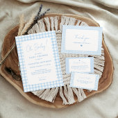 ブルーギンガム・ボヘミアン調・水彩 男の子ベビーシャワー 招待状