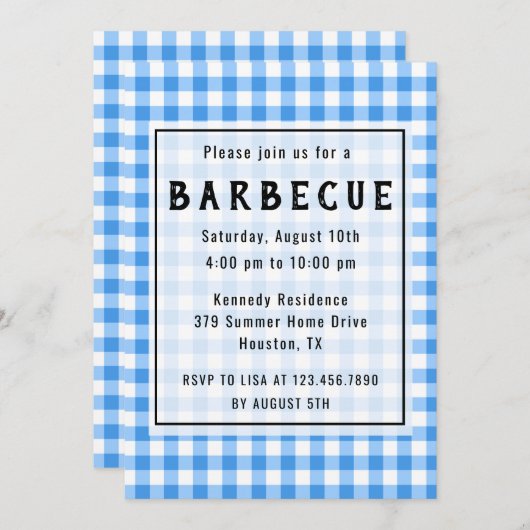 ブルーギンガム BBQ パーティー 招待状 (正面/裏面)