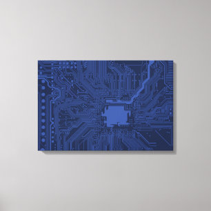ブルーギークマザーボードパターン キャンバスプリント