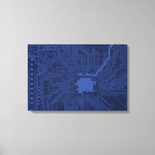 ブルーギークマザーボードパターン キャンバスプリント (正面)