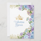 ブルークインセアニラ15アノスパープルフラワーズ金ゴールドクラウン 招待状 (裏面)