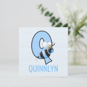 ブルークイーンビーレターQ子供の誕生日パーティー 招待状 (スタンド正面)