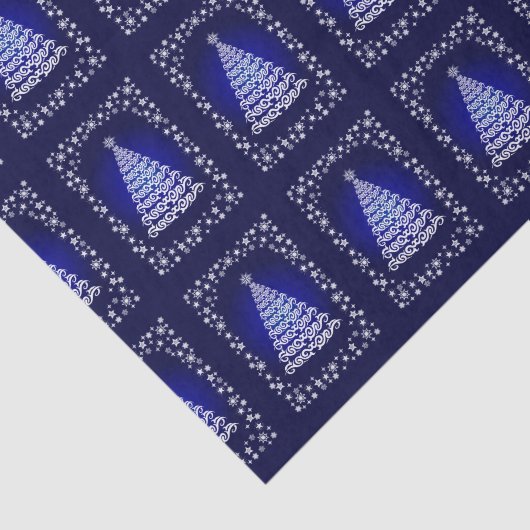 ブルークエレガントリスマスツリーアンドスターズティッシュペーパー 薄葉紙 (詳細)