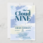 ブルークエレガントロアートードナインブライダルシャワー 招待状 (正面)