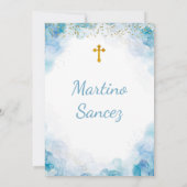 ブルークエレガントロスファーストコミュニオン招待状 招待状 (裏面)