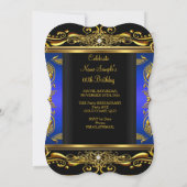 ブルークエレガントロ王室のッククイーンバースデーパーティー 招待状 (裏面)