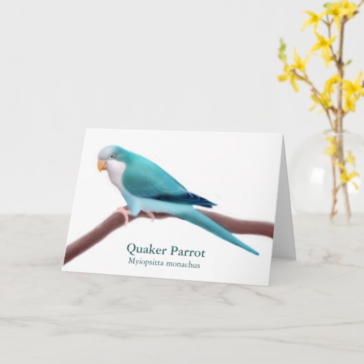 ブルークエーカーのオウムグリーティングカード カード (黄色い花)
