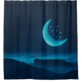 ブルークオータームーンと山 | シャワーカーテン (正面)