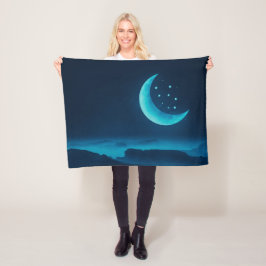 ブルークオータームーンと山 | フリースブランケット