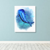 ブルークジラの水彩画 キャンバスプリント (インサイチュ (ウッドフロア))