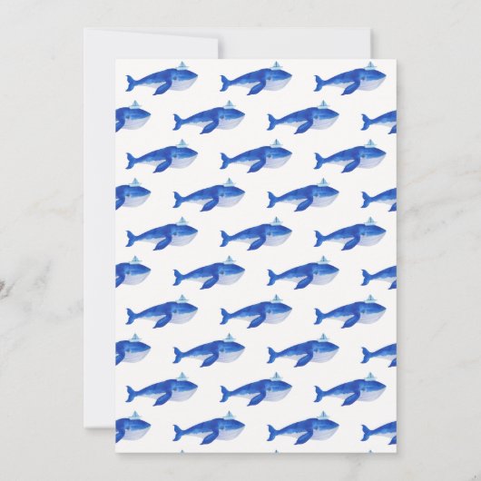 ブルークジラの赤ちゃんシャワーの下の男の子 招待状 (裏面)