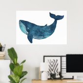 ブルークジライラストレーション ポスター (ホームオフィス)