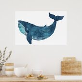 ブルークジライラストレーション ポスター (キッチン)