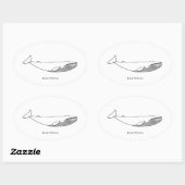 ブルークジライラストレーション（ラインアート） 楕円形シール (シート)