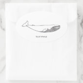 ブルークジライラストレーション（ラインアート） 楕円形シール (バッグ)