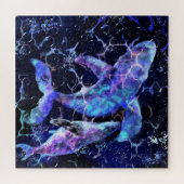 ブルークジラパズル絵画- ジグソーパズル (横)