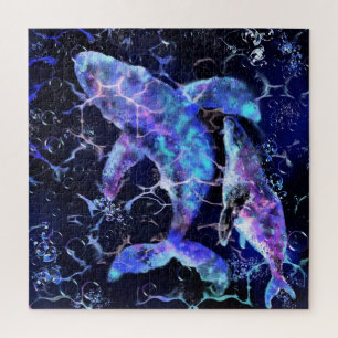 ブルークジラパズル絵画- ジグソーパズル
