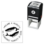 ブルークジラビーチテーマラウンドネーム差出人住所 セルフインキングスタンプ (インサイチュ)