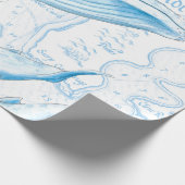 ブルークジラファミリーホワイト ラッピングペーパー (角)