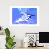 ブルークジラプリント ポスター (ホームオフィス)