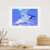 ブルークジラプリント ポスター (キッチン)