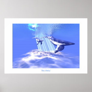 ブルークジラプリント ポスター