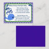 ブルークジラベビー赤ちゃんシャワーブックの挿入リクエスト エンクロージャーカード (正面/裏面)